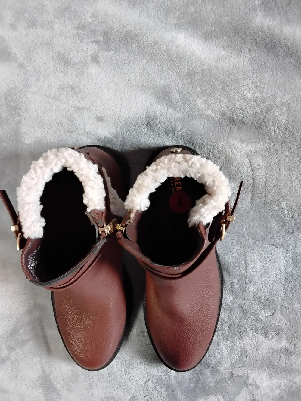 Kenneth Cole Reaction Brown Faux-Shearling Ankle Booties